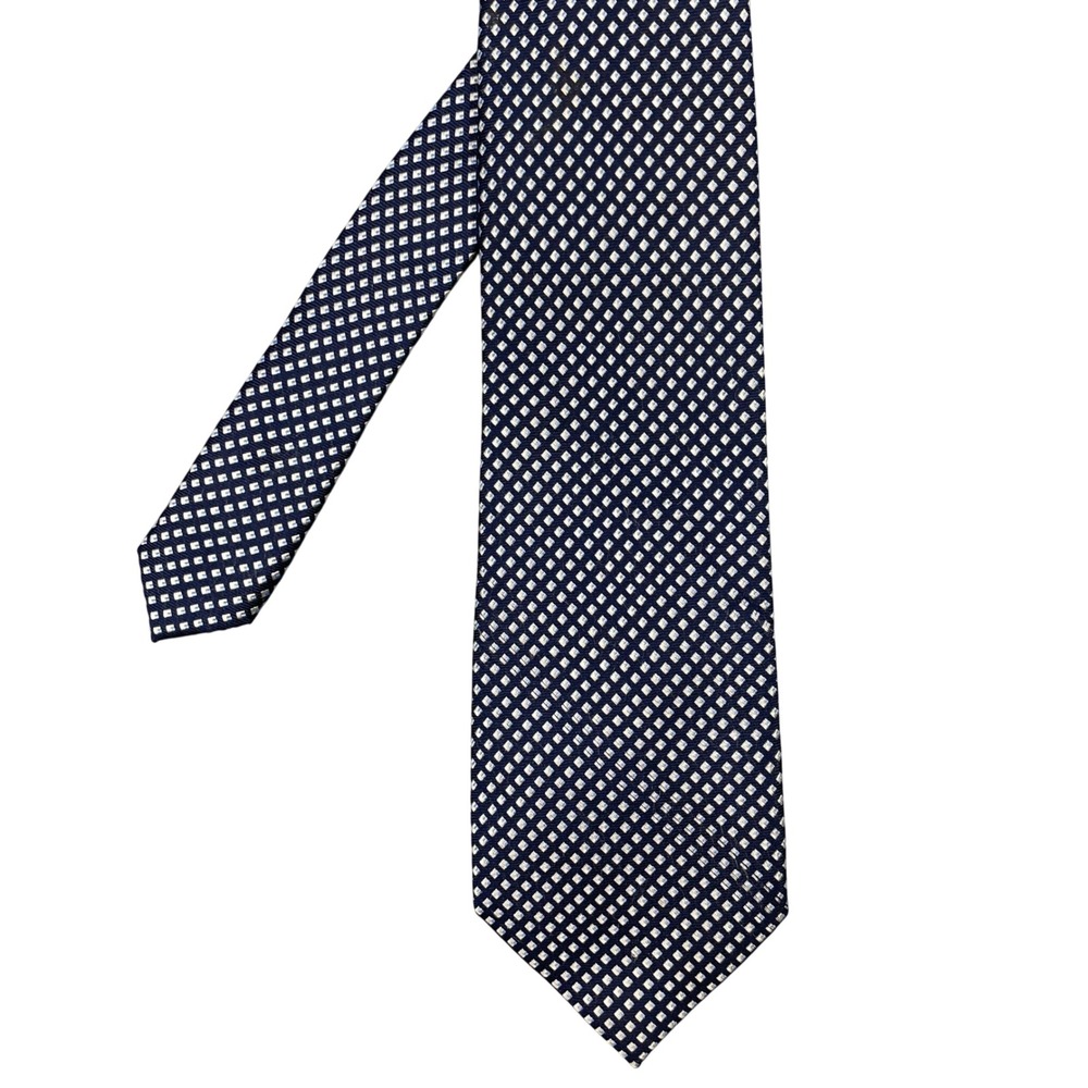 Nautica Navy Blue Geometric Diamond Silk Necktie Mens One Size